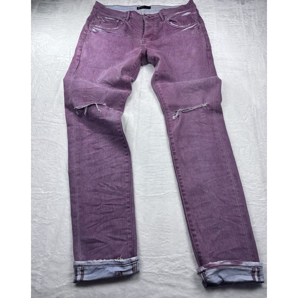 Purple Brand P001 Purple Overdyed Jeans 34x32  Stretch Factory Knee Holes EUC